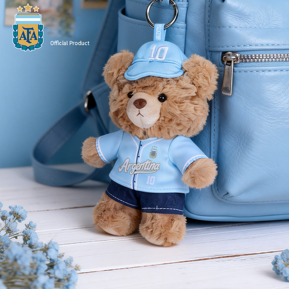 Argentina AFA Messi #10 Plush Teddy Bear Keychain